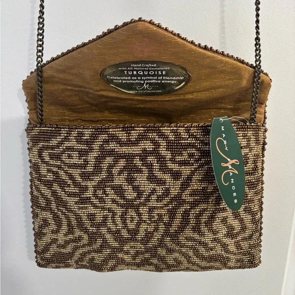 NWT Mary Frances Gold and Brown Handcrafted Gemstone Beaded Handbag - Picture 10 of 15